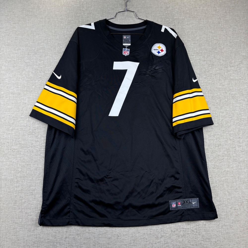 Nike NFL Pittsburgh Steelers Ben Roethlisberger 7 Mens 3XL Black Heat Damaged